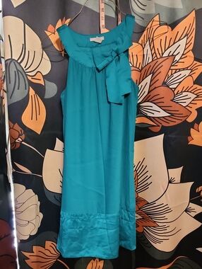 H&M Teal Sleeveless Bow-Front Midi Dress